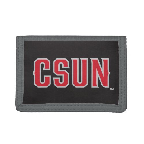 CSUN Logo on Black Trifold Wallet