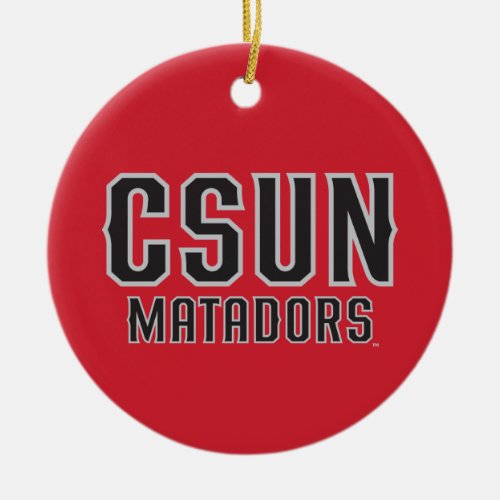 CSUN Matadors _ Black with Gray Outline Ceramic Ornament