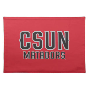 CSUN Matadors - Black with Gray Outline Cloth Placemat
