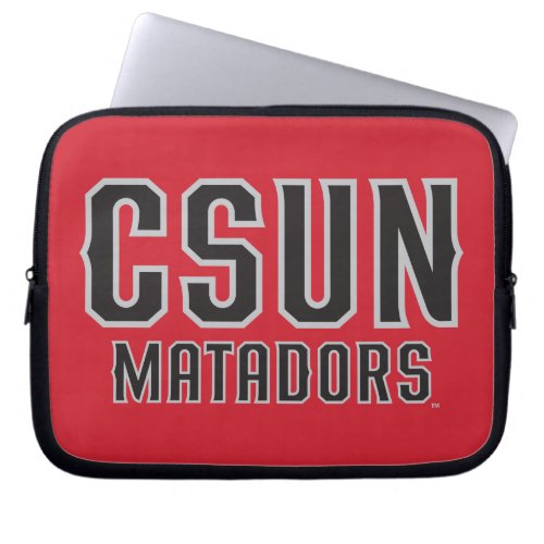 CSUN Matadors _ Black with Gray Outline Laptop Sleeve
