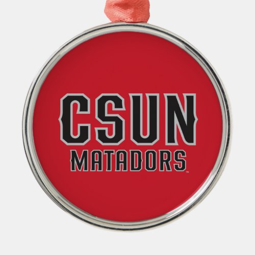 CSUN Matadors _ Black with Gray Outline Metal Ornament