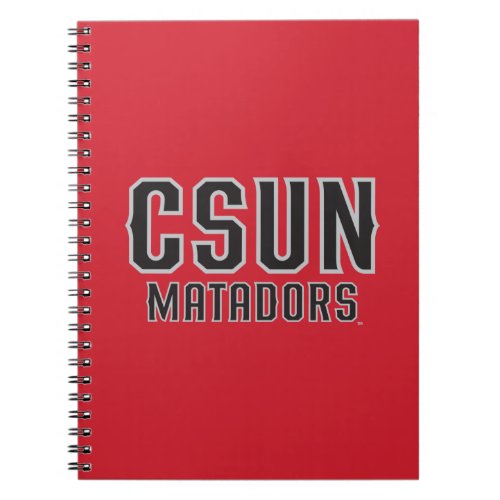 CSUN Matadors _ Black with Gray Outline Notebook