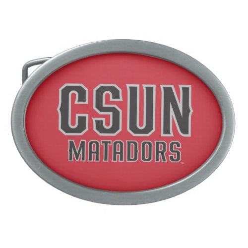 CSUN Matadors _ Black with Gray Outline Oval Belt Buckle