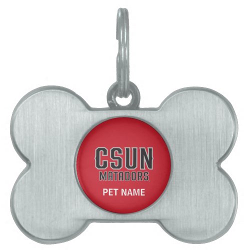 CSUN Matadors _ Black with Gray Outline Pet Name Tag
