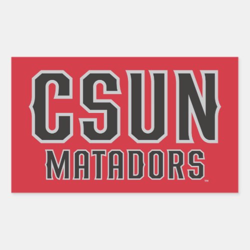 CSUN Matadors _ Black with Gray Outline Rectangular Sticker