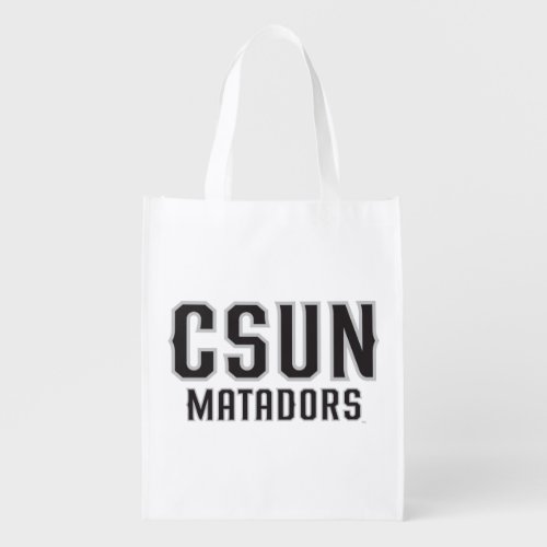 CSUN Matadors _ Black with Gray Outline Reusable Grocery Bag