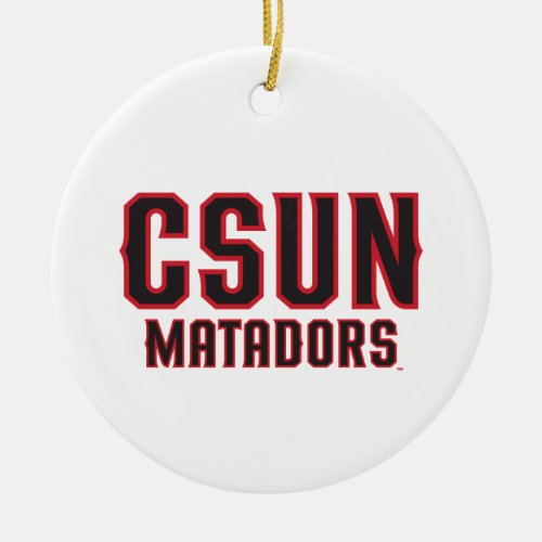 CSUN Matadors _ Black with Red Outline Ceramic Ornament