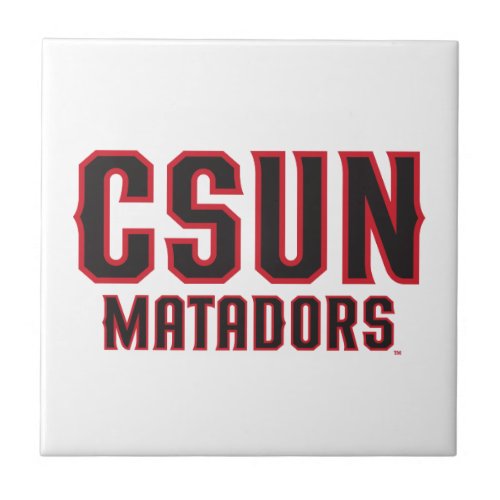 CSUN Matadors _ Black with Red Outline Ceramic Tile