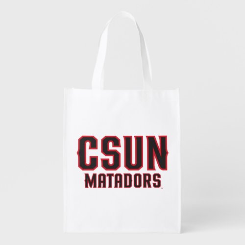 CSUN Matadors _ Black with Red Outline Grocery Bag