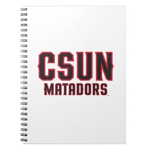 CSUN Matadors _ Black with Red Outline Notebook