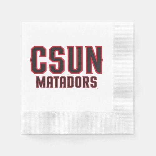 CSUN Matadors _ Black with Red Outline Paper Napkins