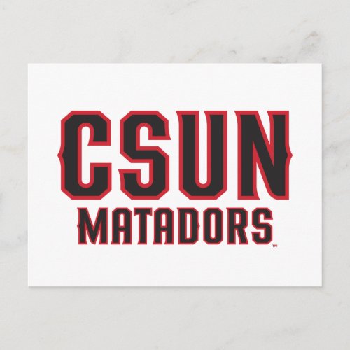 CSUN Matadors _ Black with Red Outline Postcard
