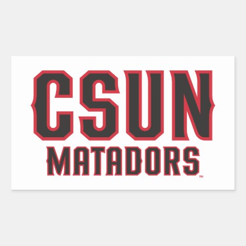 CSUN Matadors _ Black with Red Outline Rectangular Sticker