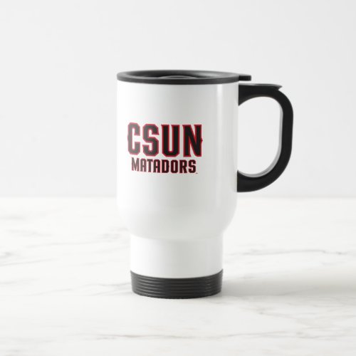 CSUN Matadors _ Black with Red Outline Travel Mug