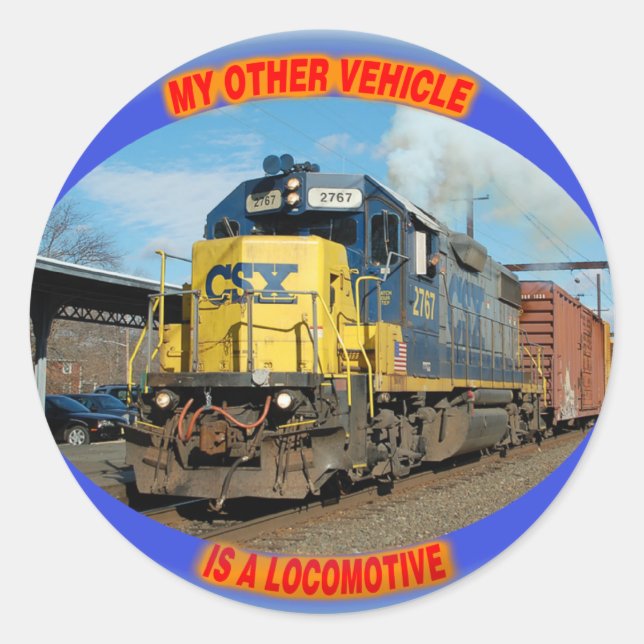 CSX Locomotive Classic Round Sticker (Front)