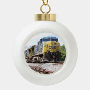 CSX Railroad AC4400CW #6 With a Coal Train Ceramic Ball Christmas Ornament