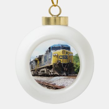 Csx Railroad Ac4400cw #6 With A Coal Train Ceramic Ball Christmas Ornament by stanrail at Zazzle