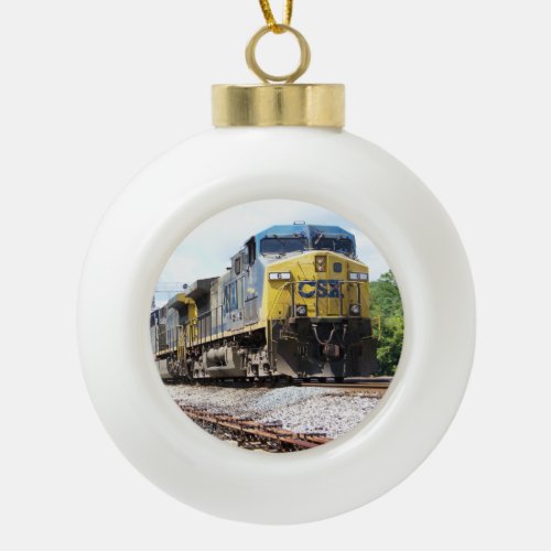 CSX Railroad AC4400CW 6 With a Coal Train Ceramic Ball Christmas Ornament