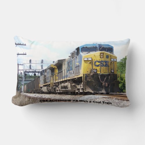 CSX Railroad AC4400CW 6 With a Coal Train  Lumbar Pillow