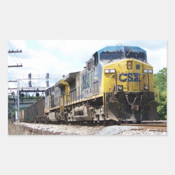 Csx Railroad Ac4400cw #6 With A Coal Train Rectangular Sticker by stanrail at Zazzle