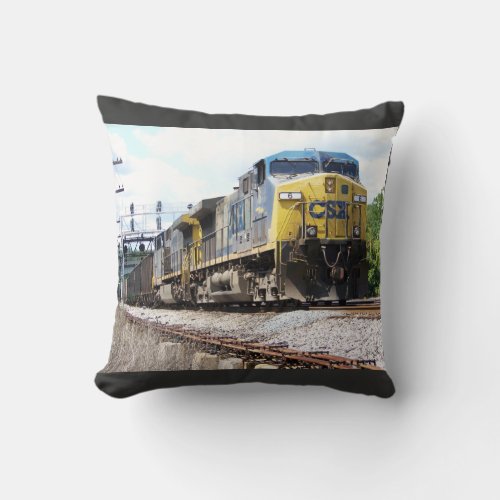 CSX Railroad AC4400CW 6 With a Coal Train Throw Pillow