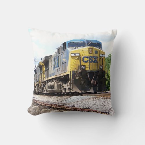 CSX Railroad AC4400CW 6 With a Coal Train        Throw Pillow