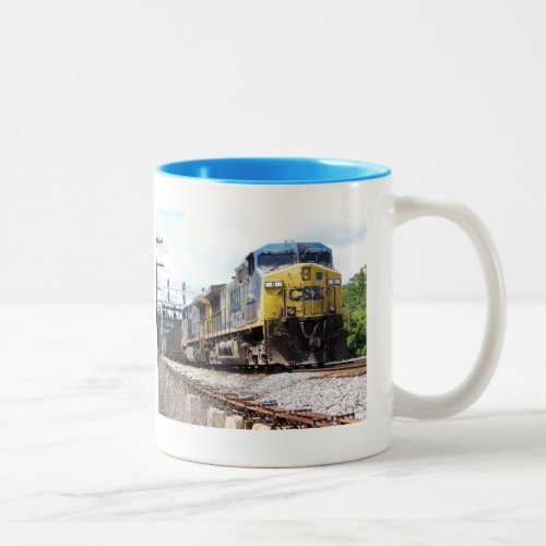 CSX Railroad AC4400CW 6 With a Coal Train Two_Tone Coffee Mug