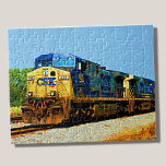 CSX Yellow Blue Diesel Locomotive Railroad Train   Jigsaw Puzzle<br><div class="desc">CSX  Loco Puzzle - see my store for more great Train Gifts</div>