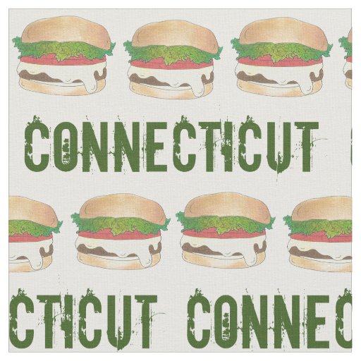 CT Connecticut Steamed Cheese Burger Cheeseburger Fabric