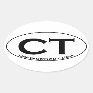 CT - Connecticut USA Oval Logo Oval Sticker