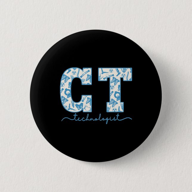 Ct Tech Cat Scan Tech Skeleton Radiology Departmen Button (Front)