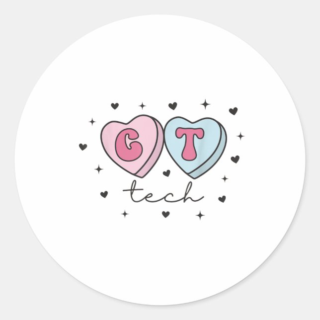 Ct Technologist Heart Valentines Day Cat Scan Tech Classic Round Sticker (Front)