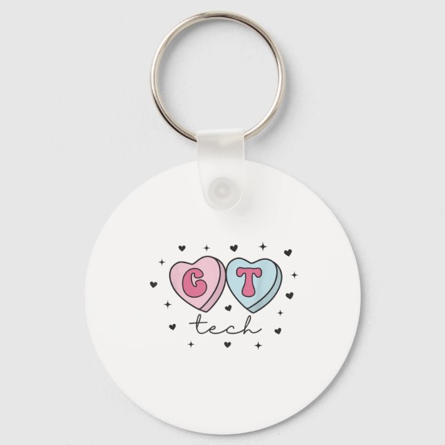 Ct Technologist Heart Valentines Day Cat Scan Tech Keychain (Front)