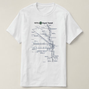 CTA "L" Rapid Transit 1970s Map Chicago, Illinois  T-Shirt