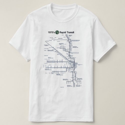 CTA L Rapid Transit 1970s Map Chicago Illinois  T_Shirt