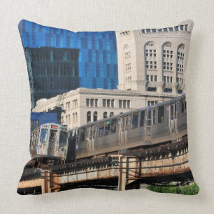 CTA rapid transit Orange Line and Green Line Throw Pillow