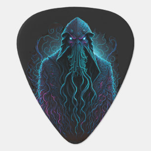 Cthulhu art futuristic neon design high quality guitar pick