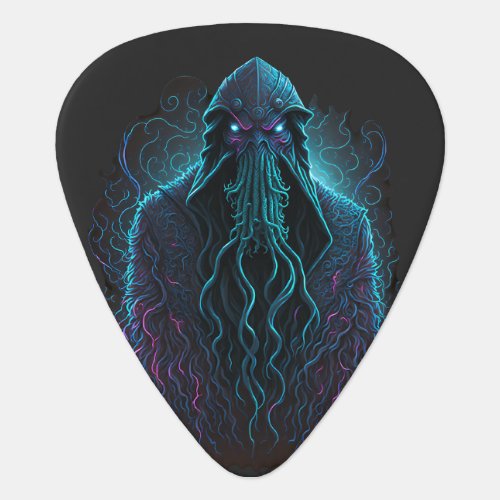 Cthulhu art futuristic neon design high quality guitar pick