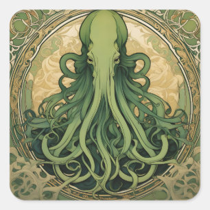 Cthulhu Art Nouveau Square Sticker