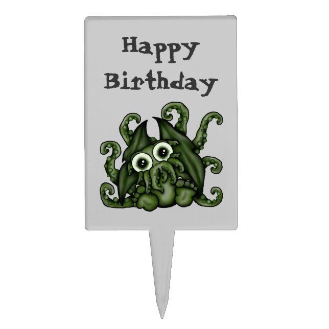 Cthulhu Birthday Cake Topper (Front)