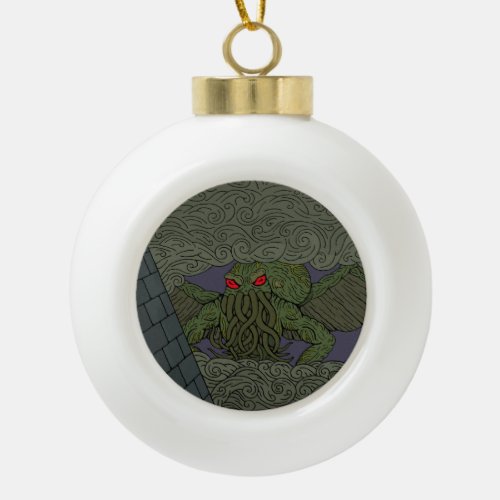 Cthulhu Ceramic Ball Christmas Ornament