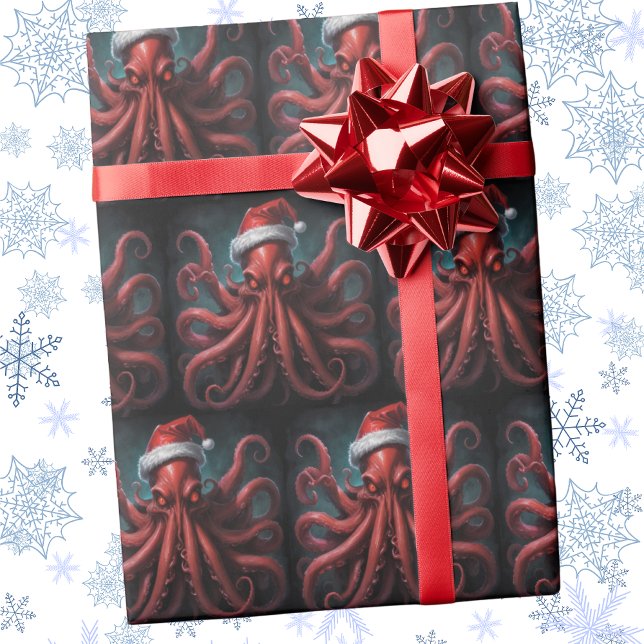 Cthulhu Christmas Wrapping Paper Santa Hat (Creator Uploaded)