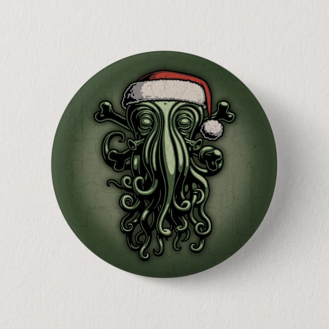 Cthulhu Claus Pinback Button (Front)