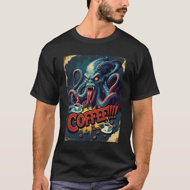 Cthulhu Coffee Monster Shirt | Horror Humor Tee (Front)