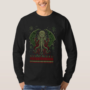 Cthulhu Evil Squid God Holiday Fun Ugly Christmas T-Shirt