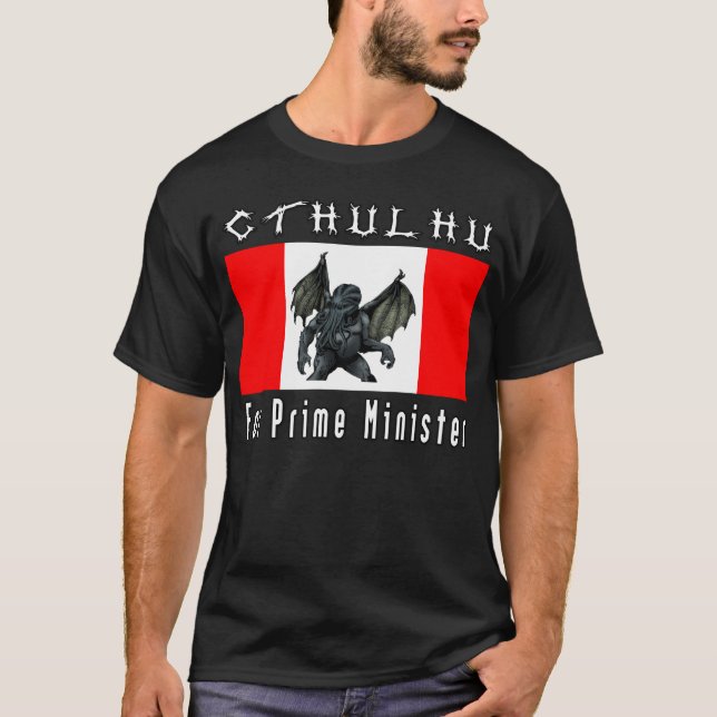 Cthulhu for Prime Minister T-shirt Style 1 (dark) (Front)