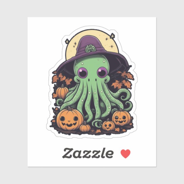 Cthulhu Halloween Madness - Kawaii Purple Witch Sticker (Sheet)