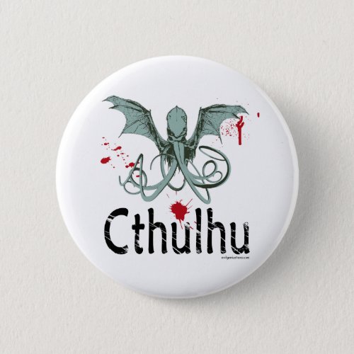 Cthulhu horror vector art pinback button