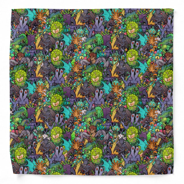 Cthulhu Lovecraft Mythos Chibi Bestiary Bandana (Front)