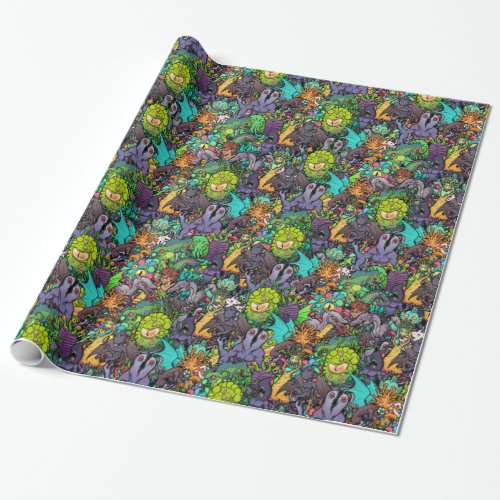 Cthulhu Lovecraft Mythos Chibi Bestiary Wrapping Paper